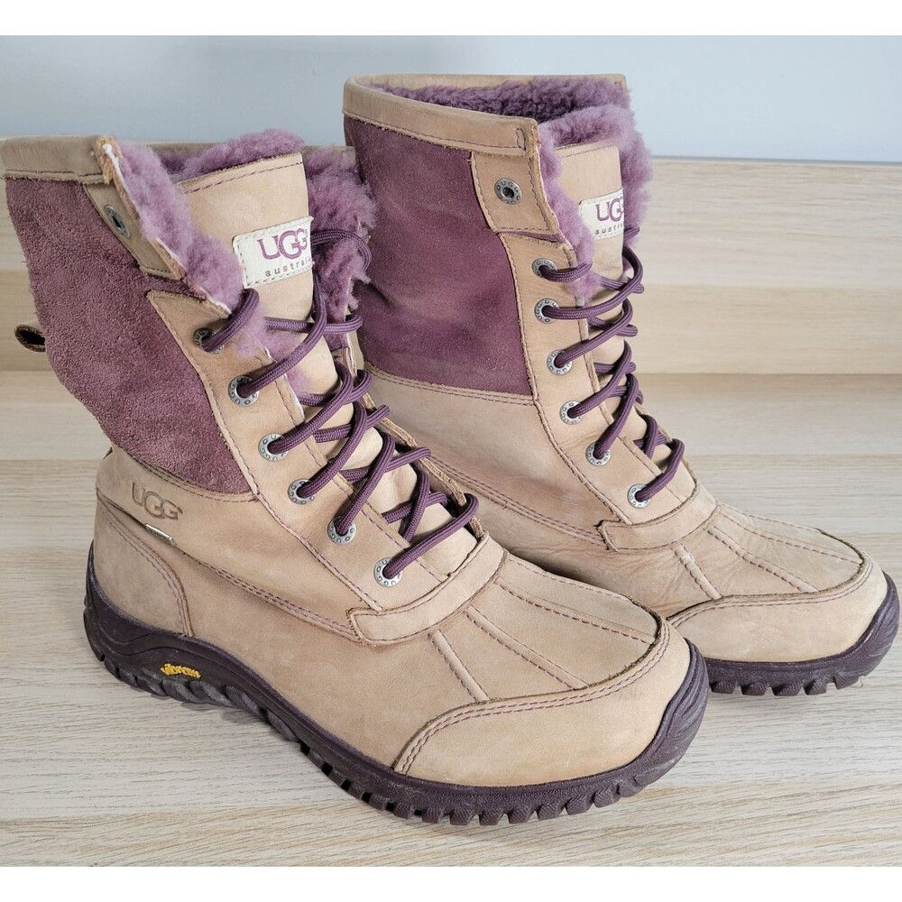 UGG Australia Adirondack II Purple/Tan Womens 9.5 Waterproof Tall Winter Boots